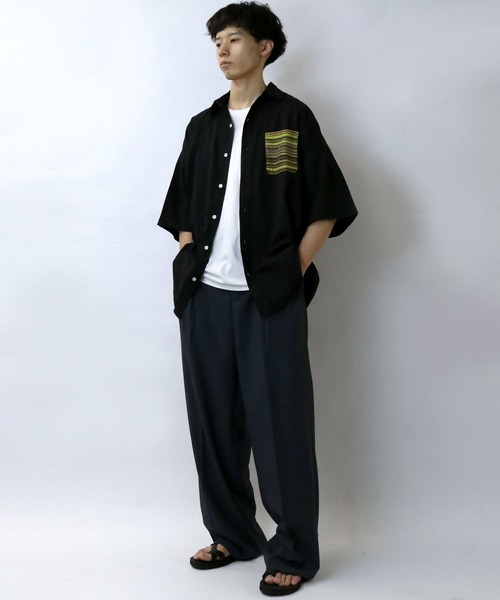 Starting Over(スターティングオーバー)の「balfas lace pocket wide shirt/バルファスレース ポケット ワイド レギュラーカラーシャツ/半袖シャツ(シャツ/ブラウス・メンズ・ホワイト/ブラック・XL/L/M)」の10枚目の写真