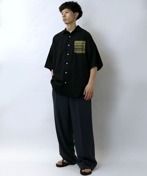 Starting Over(スターティングオーバー)の「balfas lace pocket wide shirt/バルファスレース ポケット ワイド レギュラーカラーシャツ/半袖シャツ(シャツ/ブラウス・メンズ・ホワイト/ブラック・XL/L/M)」の11枚目の写真