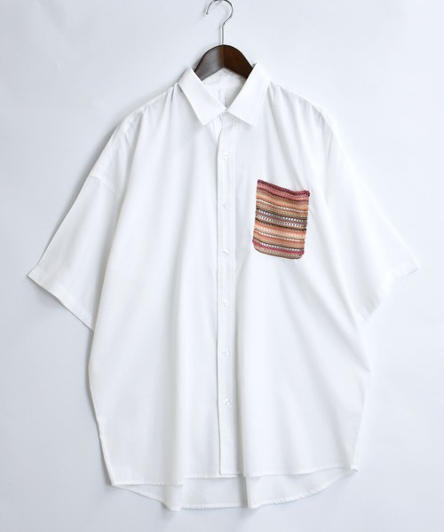 Starting Over(スターティングオーバー)の「balfas lace pocket wide shirt/バルファスレース ポケット ワイド レギュラーカラーシャツ/半袖シャツ(シャツ/ブラウス・メンズ・ホワイト/ブラック・XL/L/M)」の22枚目の写真