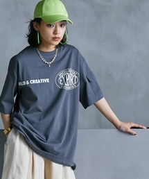 GEVS. | 大きいサイズ 綿100%ゆったりシルエットロゴプリントTシャツ GEVS.(Tシャツ/カットソー)