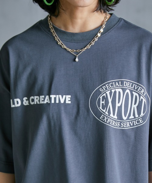 GEVS.(ジェイヴィス)の「<大きいサイズ> 綿100%ゆったりシルエットロゴプリントTシャツ GEVS.(Tシャツ/カットソー・レディース・チャコール/オフホワイト・4L/3L/LL/L/5L)」の9枚目の写真