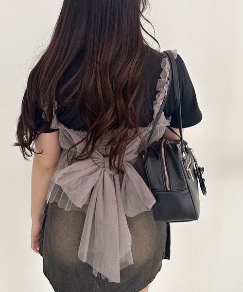 OLIVE des OLIVE（オリーブデオリーブ）の「【販売停止】Tシャツ×チュールキャミセット（アンサンブル・レディース・オフホワイト/ブラック/ライトグレー・FREE）」の17枚目の写真