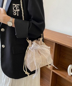 パール巾着ショルダーバッグ / 巾着型バッグ / パールバッグ