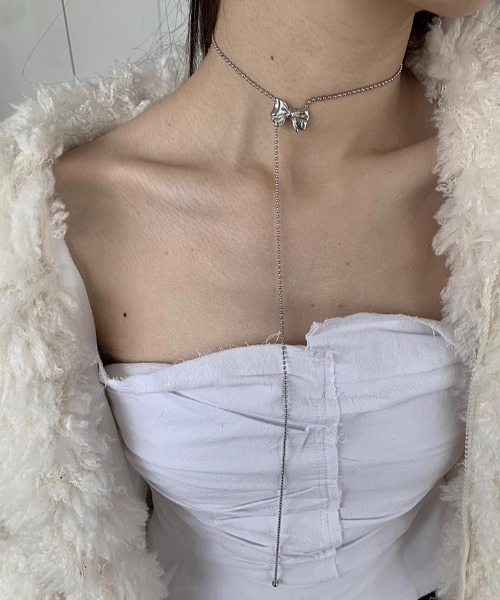 Vipoa（ヴィポア）の「ribbon beads long necklace（ネックレス・レディース・シルバー・FREE）」の5枚目の写真