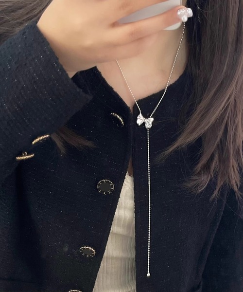 Vipoa（ヴィポア）の「ribbon beads long necklace（ネックレス・レディース・シルバー・FREE）」の14枚目の写真