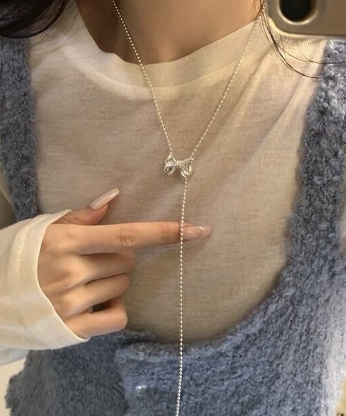 Vipoa（ヴィポア）の「ribbon beads long necklace（ネックレス・レディース・シルバー・FREE）」の20枚目の写真