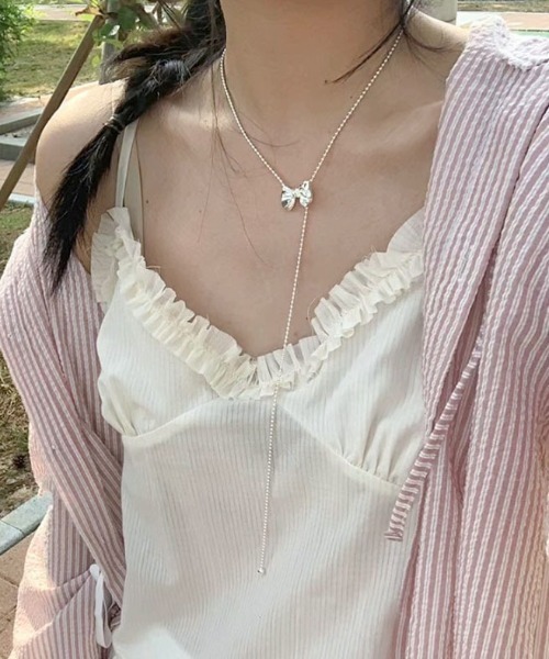 Vipoa（ヴィポア）の「ribbon beads long necklace（ネックレス・レディース・シルバー・FREE）」の16枚目の写真