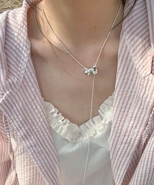 Vipoa（ヴィポア）の「ribbon beads long necklace（ネックレス・レディース・シルバー・FREE）」の17枚目の写真