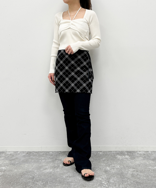 U by SPICK&SPAN(ユーバイスピックアンドスパン)の「チェックプリントチュールスカート(スカート・レディース・その他3/ブラック・38/36)」の7枚目の写真
