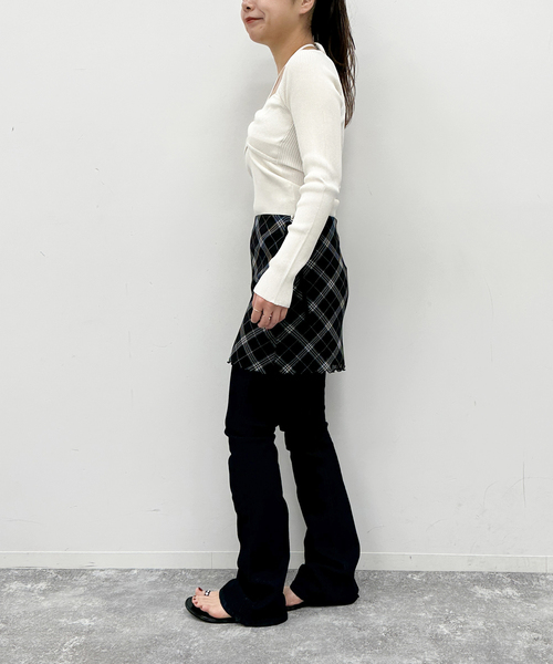 U by SPICK&SPAN(ユーバイスピックアンドスパン)の「チェックプリントチュールスカート(スカート・レディース・その他3/ブラック・38/36)」の8枚目の写真