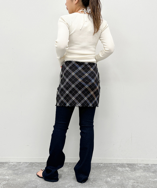 U by SPICK&SPAN(ユーバイスピックアンドスパン)の「チェックプリントチュールスカート(スカート・レディース・その他3/ブラック・38/36)」の9枚目の写真