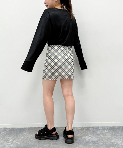 U by SPICK&SPAN(ユーバイスピックアンドスパン)の「チェックプリントチュールスカート(スカート・レディース・その他3/ブラック・38/36)」の17枚目の写真