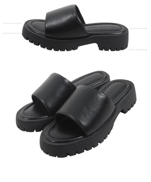 KOBE LETTUCE（コウベレタス）の「厚底ヒールサンダル（サンダル・レディース・ブラック/オフホワイト・L/M/S）」の6枚目の写真