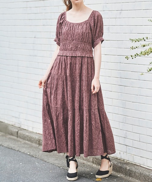 31 Sons de mode(トランテアン ソン ドゥ モード)の「【MADE IN INDIA】ジャカードワンピース(ワンピース・レディース・ブラウン/オフホワイト・36/38)」の2枚目の写真
