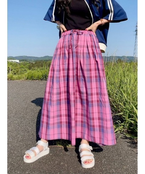 BACK NUMBER（バックナンバー）の「【BACK NUMBER】マドラスチェック柄スカート（スカート・レディース・グレー/ピンク/ブルー・L）」の3枚目の写真