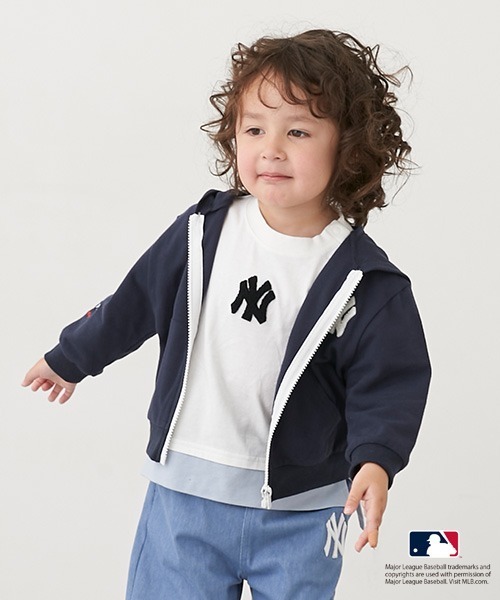 petit main（プティマイン）の「【MLB・UV加工】ワッフルパーカー（パーカー・キッズ・ホワイト/ネイビー/オフホワイト・80ｃｍ/90cm/100cm/110cm/120cm/130cm/140cm）」の3枚目の写真