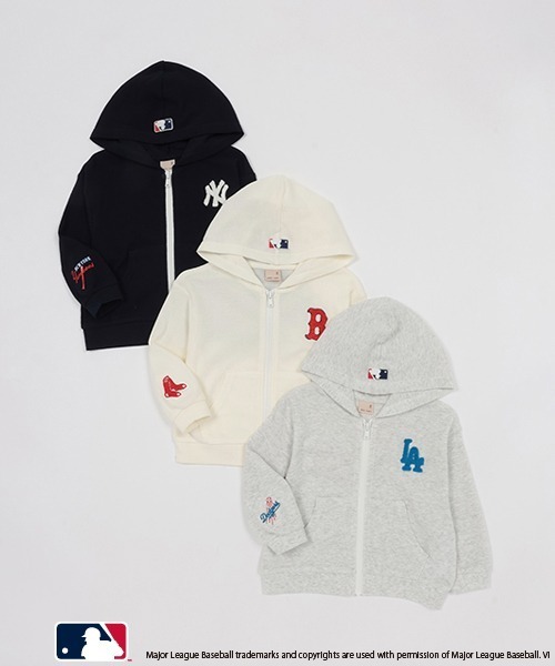 petit main（プティマイン）の「【MLB・UV加工】ワッフルパーカー（パーカー・キッズ・ホワイト/ネイビー/オフホワイト・80ｃｍ/90cm/100cm/110cm/120cm/130cm/140cm）」の4枚目の写真