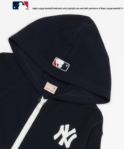 petit main（プティマイン）の「【MLB・UV加工】ワッフルパーカー（パーカー・キッズ・ホワイト/ネイビー/オフホワイト・80ｃｍ/90cm/100cm/110cm/120cm/130cm/140cm）」の6枚目の写真