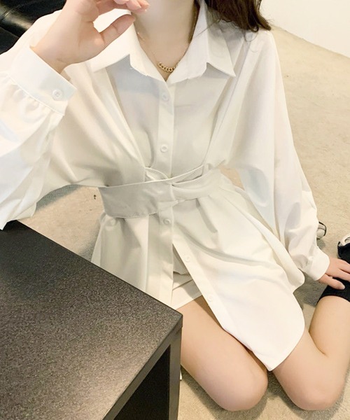 Amulet（アミュレット）の「ベルトデザインチュニック（チュニック・レディース・カーキ/ホワイト・L/M）」の14枚目の写真