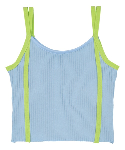 miette（ミエット）の「配色ダブルストラップキャミソール（キャミソール・レディース・ライトブルー/ブラック/オフホワイト・FREE）」の3枚目の写真