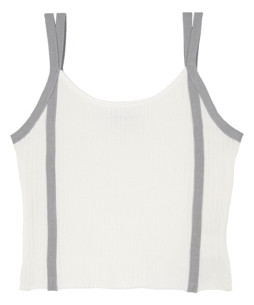 miette（ミエット）の「配色ダブルストラップキャミソール（キャミソール・レディース・ライトブルー/ブラック/オフホワイト・FREE）」の4枚目の写真