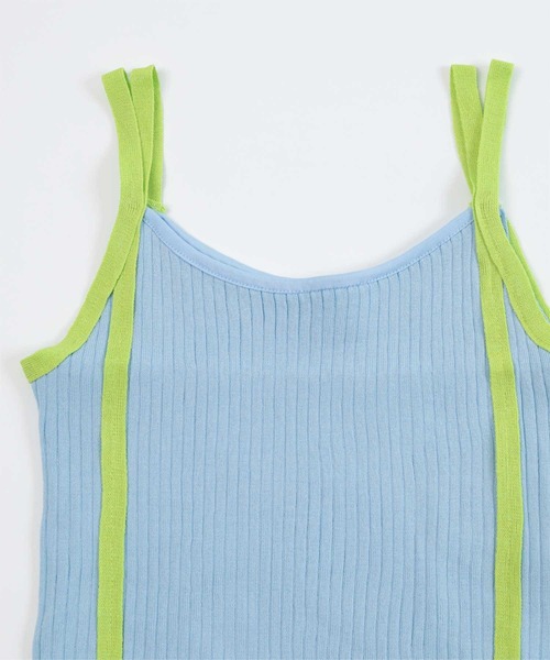 miette（ミエット）の「配色ダブルストラップキャミソール（キャミソール・レディース・ライトブルー/ブラック/オフホワイト・FREE）」の6枚目の写真