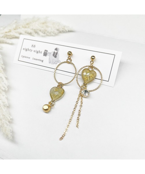 VIBGYOR（ヴィブジョー）の「【88eighty-eight】グリーンハートゴールドピアス【import】(MA)（ピアス（両耳用）・レディース・ゴールド・FREE）」の2枚目の写真