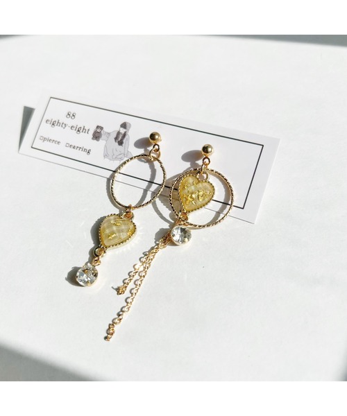 VIBGYOR（ヴィブジョー）の「【88eighty-eight】グリーンハートゴールドピアス【import】(MA)（ピアス（両耳用）・レディース・ゴールド・FREE）」の5枚目の写真