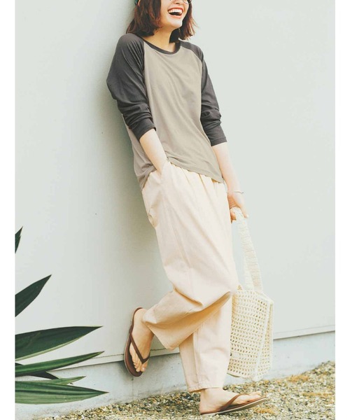 Live in comfort（リブインコンフォート）の「リブ　イン　コンフォート　着ていることを忘れちゃう？シアーなラグランスリーブトップス（Tシャツ/カットソー・レディース・グレー/アイボリー/ブルー・MEDIUM/LARGE/X-LARGE/XX-LARGE/SMALL/XXX-LARGE）」の5枚目の写真