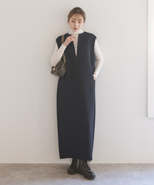 【極美品】NOBLE　ノーブル　スポンジボンディングワンピース　36 極美品】NOBLEノーブルスポンジボンディングワンピース36