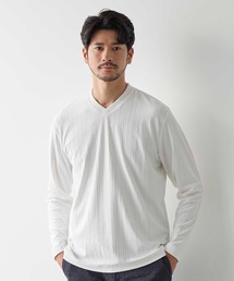 シェブロン柄リンクスジャガード リブニットTシャツ