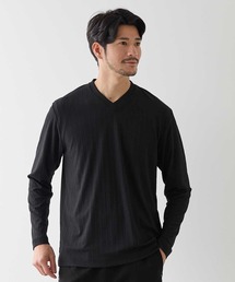 シェブロン柄リンクスジャガード リブニットTシャツ