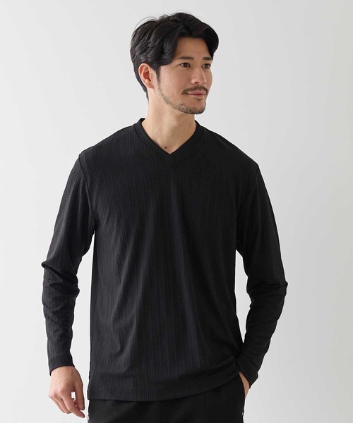 【セール】シェブロン柄リンクスジャガード リブニットTシャツ（Tシャツ/カットソー）｜UNION STATION（ユニオンステーション）