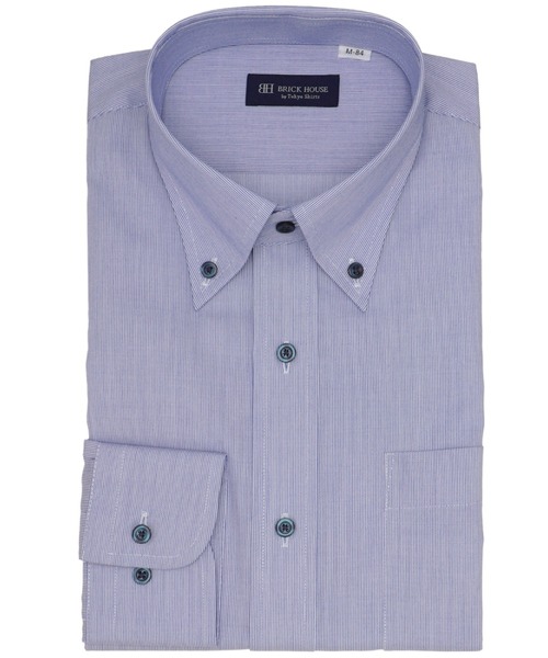 TOKYO SHIRTS(トウキョウシャツ)の「形態安定ノーアイロン ボタンダウン 長袖ビジネスワイシャツ(ビジネスシャツ・メンズ・ブルー・首回り43cm-裄丈86cm/首回り43cm-裄丈82cm/首回り42cm-裄丈86cm/首回り42cm-裄丈82cm/首回り41cm-裄丈86cm/首回り41cm-裄丈82cm/首回り39cm-裄丈84cm/首回り39cm-裄丈80cm/首回り37cm-裄丈80cm/首回り37cm-裄丈84cm)」の1枚目の写真