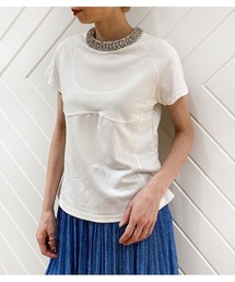 【DESERT ROSE/デザートローズ】ビジューネックTシャツ