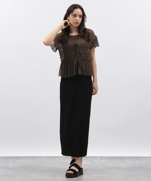 LAKOLE（ラコレ）の「タンク付きシャーリングカーディガン / 138174（カーディガン/ボレロ・レディース・アイボリー/ブラック/ブラウン・FREE）」の21枚目の写真