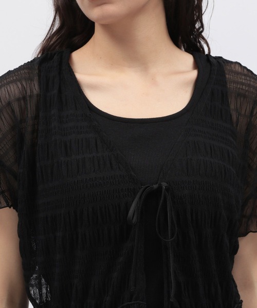 LAKOLE（ラコレ）の「タンク付きシャーリングカーディガン / 138174（カーディガン/ボレロ・レディース・アイボリー/ブラック/ブラウン・FREE）」の8枚目の写真