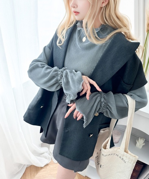 セール】華奢見えが叶う 女性の味方。 キャンディー スリーブ プリーツ