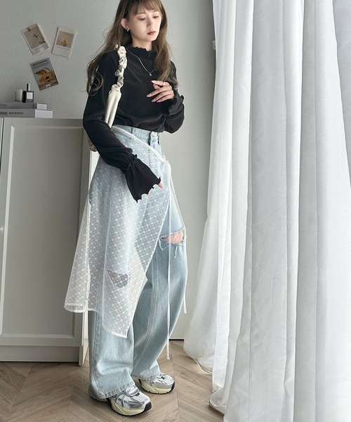 classicalelf（クラシカルエルフ）の「華奢見えが叶う 女性の味方。 キャンディー スリーブ プリーツ メロー トップス（Tシャツ/カットソー・レディース・グレイッシュブルー/ブラック/アイボリー/グレイッシュベージュ・X-LARGE/SMALL/MEDIUM/LARGE）」の11枚目の写真