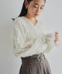 VIS | カットジャガードフリンジボリュームブラウス(シャツ/ブラウス)