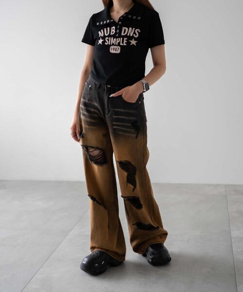 dispark(ディスパーク)の「DISPARK/スナップボタンロゴクロップドT(Tシャツ/カットソー・レディース・ホワイト/ブラック・FREE)」の4枚目の写真