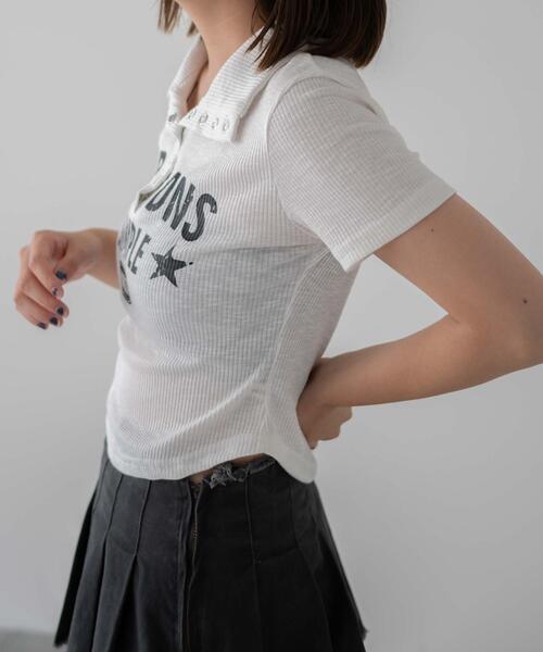 dispark(ディスパーク)の「DISPARK/スナップボタンロゴクロップドT(Tシャツ/カットソー・レディース・ホワイト/ブラック・FREE)」の7枚目の写真