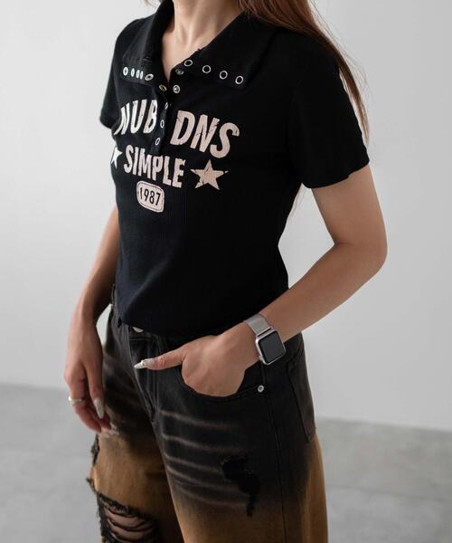 dispark(ディスパーク)の「DISPARK/スナップボタンロゴクロップドT(Tシャツ/カットソー・レディース・ホワイト/ブラック・FREE)」の10枚目の写真