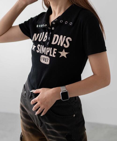 dispark(ディスパーク)の「DISPARK/スナップボタンロゴクロップドT(Tシャツ/カットソー・レディース・ホワイト/ブラック・FREE)」の11枚目の写真