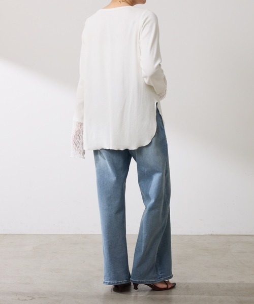 COLLAGE GALLARDAGALANTE(コラージュガリャルダガランテ)の「C′NOTE/ 裾シアーロンT(Tシャツ/カットソー・レディース・チャコールグレー/ホワイト/ブラック/ホワイト系その他/ホワイト系その他2・FREE)」の9枚目の写真