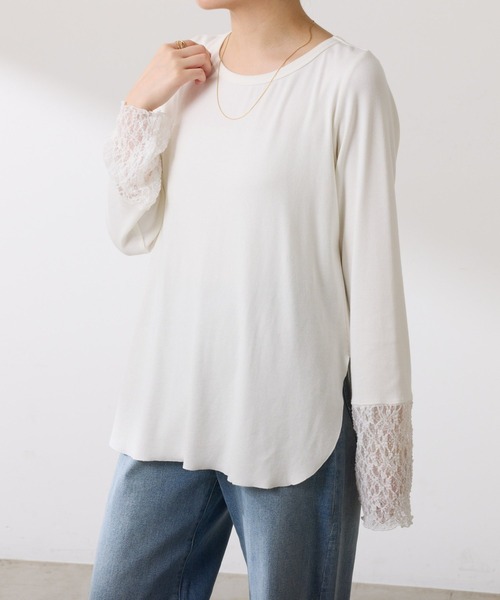 COLLAGE GALLARDAGALANTE(コラージュガリャルダガランテ)の「C′NOTE/ 裾シアーロンT(Tシャツ/カットソー・レディース・チャコールグレー/ホワイト/ブラック/ホワイト系その他/ホワイト系その他2・FREE)」の11枚目の写真