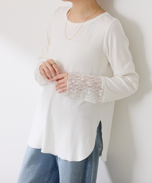 COLLAGE GALLARDAGALANTE(コラージュガリャルダガランテ)の「C′NOTE/ 裾シアーロンT(Tシャツ/カットソー・レディース・チャコールグレー/ホワイト/ブラック/ホワイト系その他/ホワイト系その他2・FREE)」の15枚目の写真