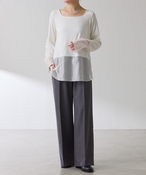 COLLAGE GALLARDAGALANTE(コラージュガリャルダガランテ)の「C′NOTE/ 裾シアーロンT(Tシャツ/カットソー・レディース・チャコールグレー/ホワイト/ブラック/ホワイト系その他/ホワイト系その他2・FREE)」の20枚目の写真