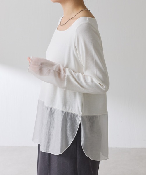 COLLAGE GALLARDAGALANTE(コラージュガリャルダガランテ)の「C′NOTE/ 裾シアーロンT(Tシャツ/カットソー・レディース・チャコールグレー/ホワイト/ブラック/ホワイト系その他/ホワイト系その他2・FREE)」の22枚目の写真