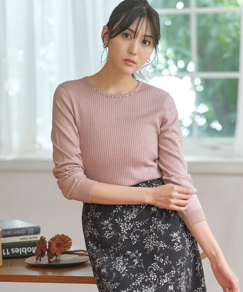 ANY SIS(エニィスィス)の「【洗える】プチジュエル ニット(ニット/セーター・レディース・アイボリー系/グレー系/ライトグレー系・2)」の2枚目の写真